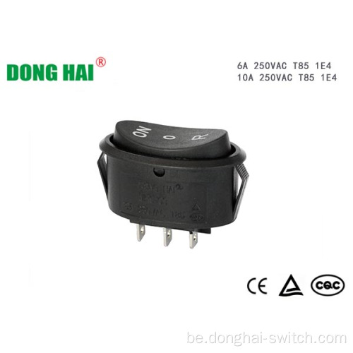 Чорны круглы кулісны пераключальнік ВКЛ ВЫКЛ ВКЛ